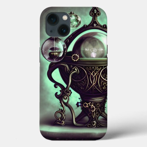 Ornate Cauldron with Green Crystal Ball and Orbs iPhone 13 Case