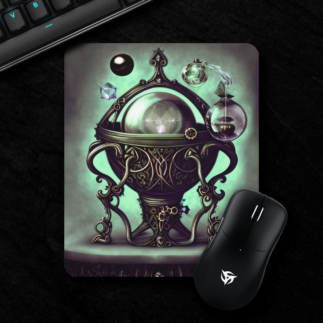 Ornate Cauldron with Green Crystal Ball and Orbs Mouse Pad (Creator Uploaded)