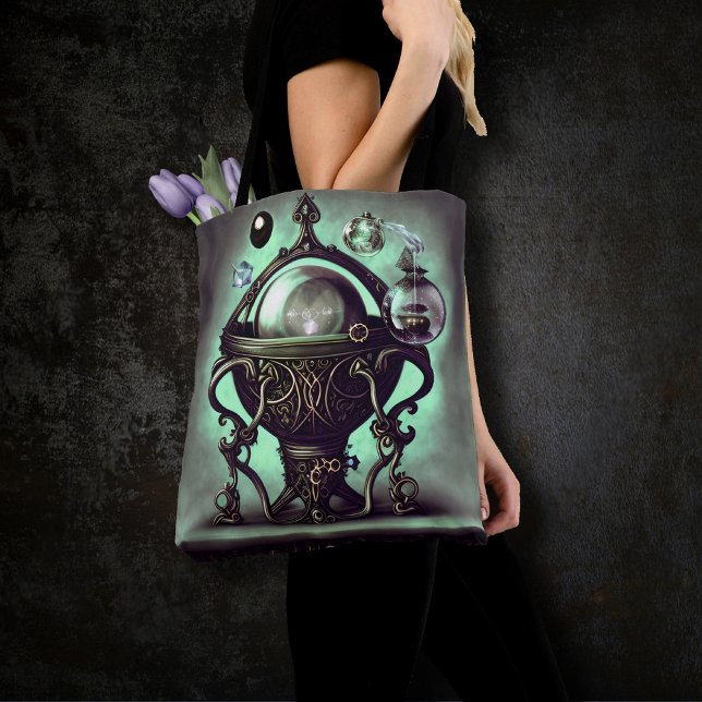 Ornate Cauldron with Green Crystal Ball and Orbs Tote Bag (Creator Uploaded)