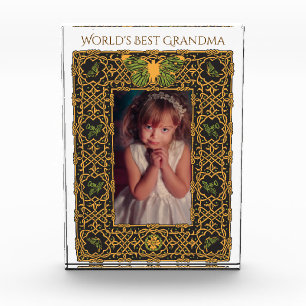 Ornate Celtic Frame for "World's Best Grandma" Photo Block