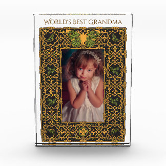 Ornate Celtic Frame for "World's Best Grandma" Photo Block