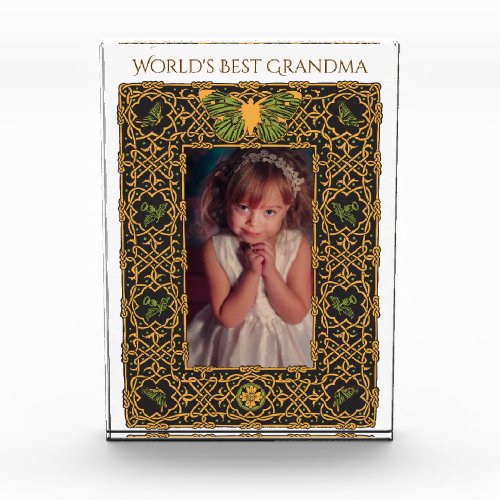 Ornate  Celtic Frame for Worlds Best Grandma Photo Block