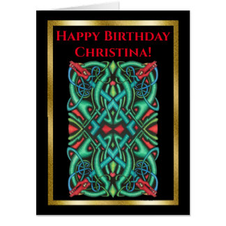 Ornate Celtic Knot Design Dragons Gold Frame Card