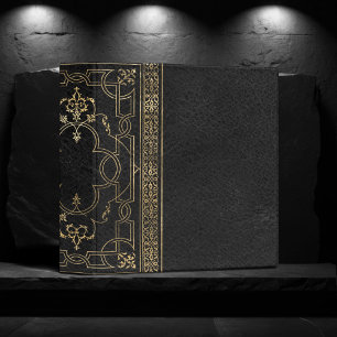 Ornate Celtic Modern Black and Gold Emblem Album 3 Ring Binder