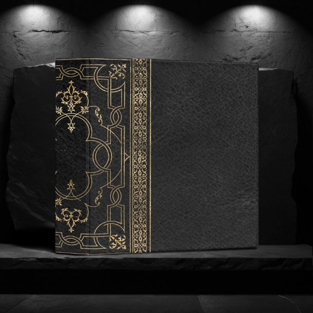 Ornate Celtic | Modern Black and Gold Emblem Album 3 Ring Binder (Creator Uploaded)