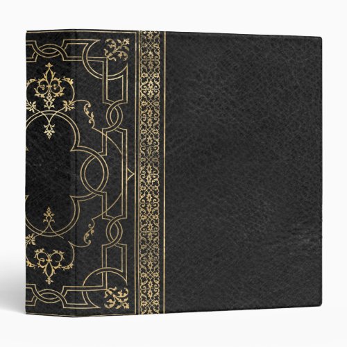 Ornate Celtic  Modern Black and Gold Emblem Album 3 Ring Binder