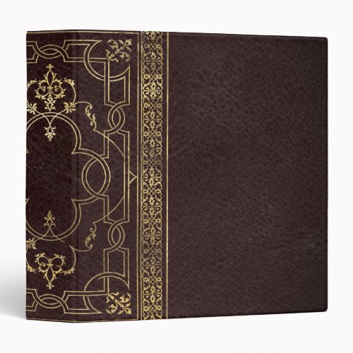 Ornate Celtic  Modern Brown and Gold Emblem 3 Ring Binder