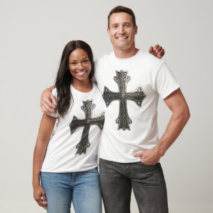 Ornate Celtic Silver Cross with Intricate Knot Pat T-Shirt