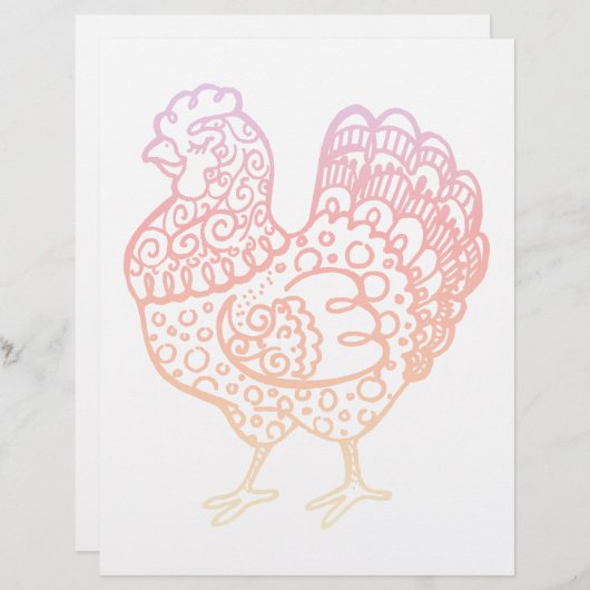 Ornate Chicken Lineart (Front/Back)