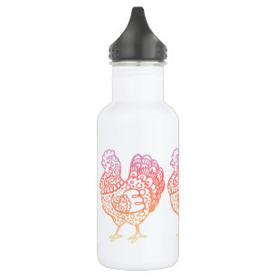 Ornate Chicken Lineart Water Bottle