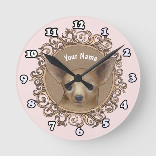Ornate Chihuahua custom name clock