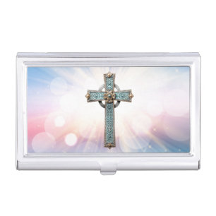 Ornate Chriistian Cross Business Card Case