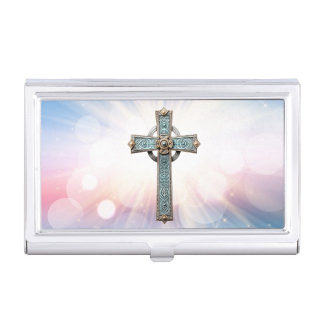 Ornate Chriistian Cross  Business Card Case (Front)