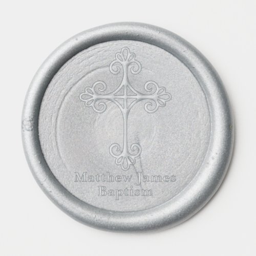 Ornate Christian Cross Baptism Wax Seal Sticker