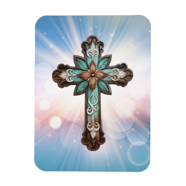 Ornate Christian Cross Magnet (Vertical)