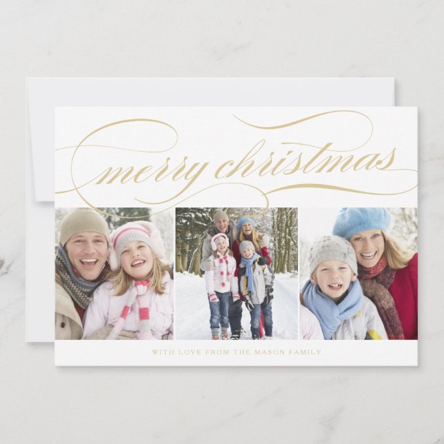 Ornate Christmas | Gold/White Holiday Card (Front)
