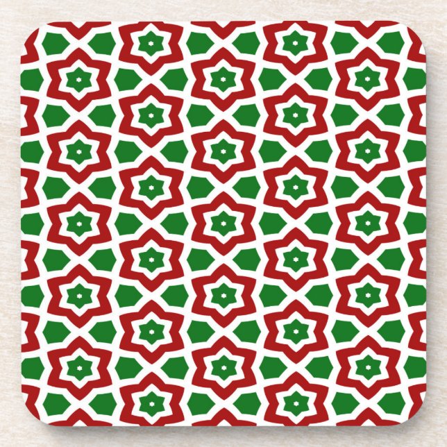 Ornate Christmas Pattern Beverage Coaster (Front)