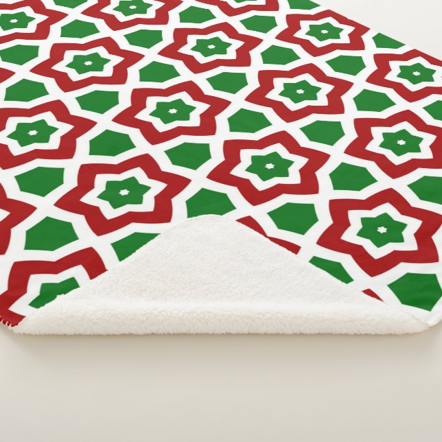 Ornate Christmas Pattern Sherpa Blanket (3/4)