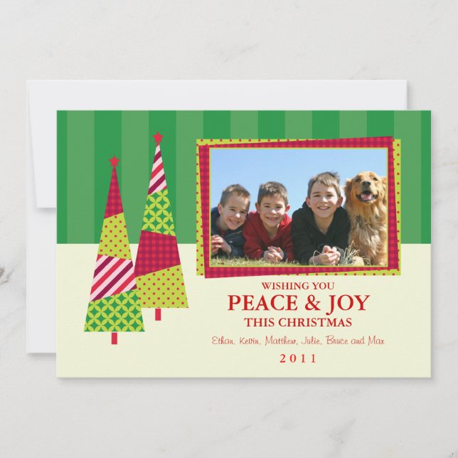 Ornate Christmas Tree and Frame Photo Card (Front)