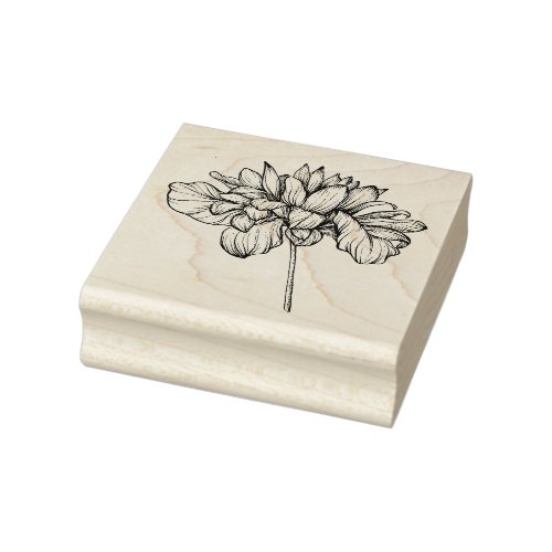 Ornate Chrysanthemum Flower Art Stem Rubber Stamp