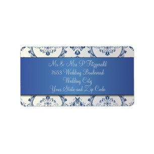 Ornate Circle Damask Sapphire Blue Label