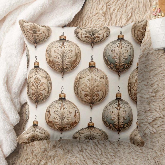 Ornate Circle Ornaments - Baroque & Quilted (1) Throw Pillow (Blanket)