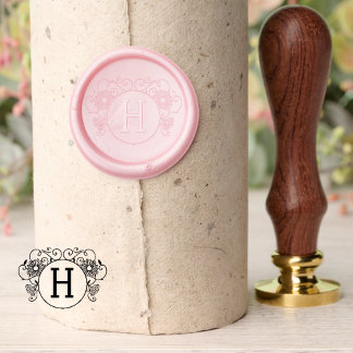 Ornate Circular Floral Frame Wedding Monogram Wax Seal Stamp