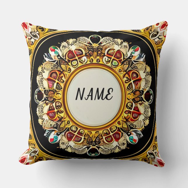 Ornate Circular Pattern Throw Pillow (Front)