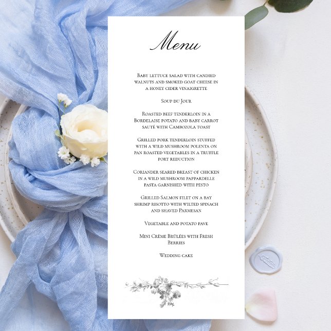 Ornate Classic French Rose Border Wedding Menu (Creator Uploaded)