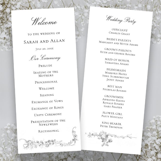 Ornate Classic French Rose Border Wedding Program (Creator Uploaded)