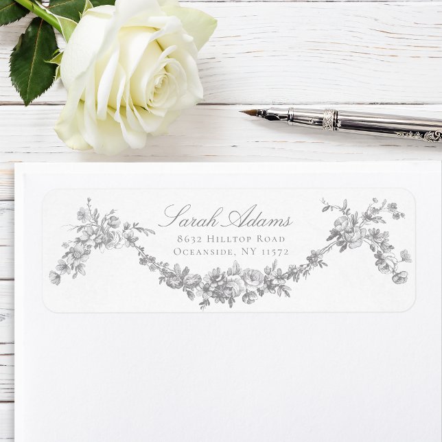Ornate Classic French Rose Garland Wedding Label (Creator Uploaded)