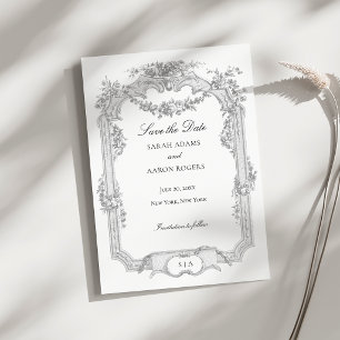 Ornate Classic French Rose Garland Wedding Save The Date