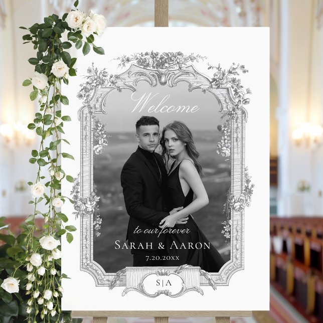 Ornate Classic French Rose Photo Wedding Welcome Foam Board (Creator Uploaded)