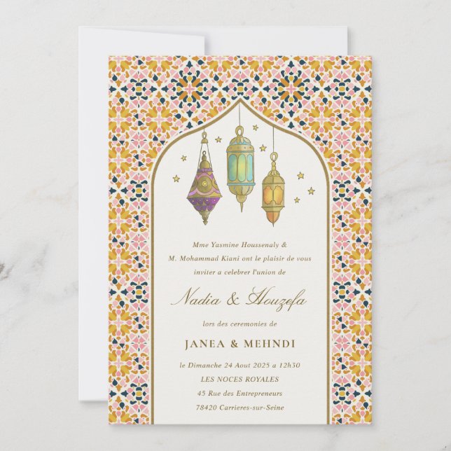 Ornate Classy Floral Tealights Mehndi Ceremony  Invitation (Front)