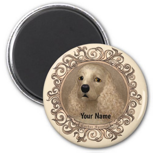 Ornate cocker spaniel custom name  magnet