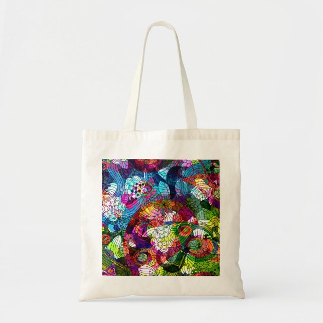 Ornate & Colorful Retro Flower Bag (Front)