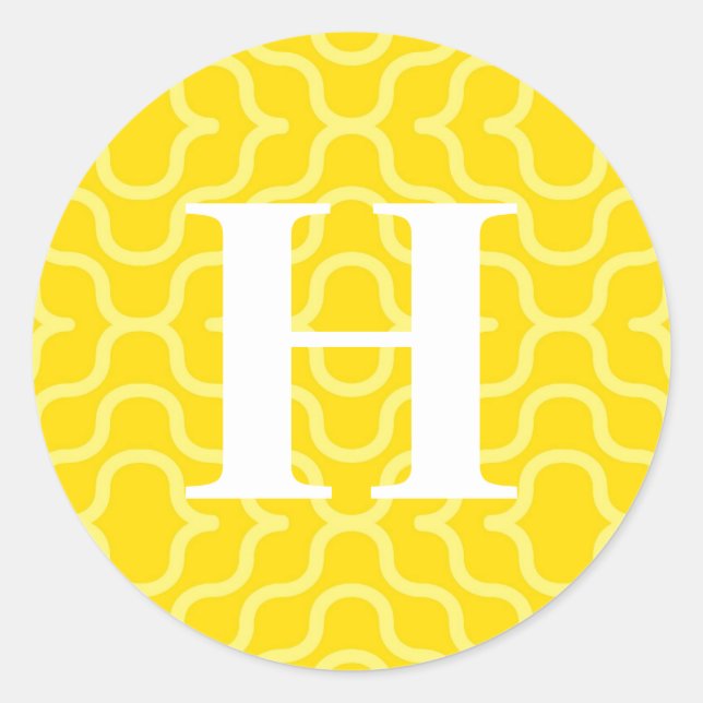 Ornate Contemporary Monogram - Letter H Classic Round Sticker (Front)