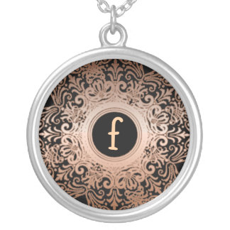 Ornate Copper & Black Custom Initial Necklace
