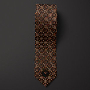 Ornate Copper Mandala Monogram Neck Tie