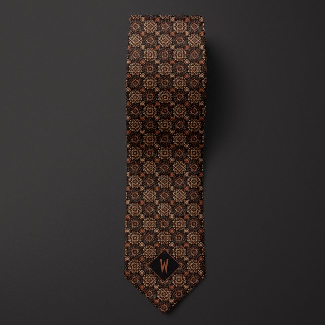 Ornate Copper Mandala Monogram Neck Tie (Creator Uploaded)
