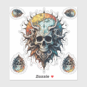 Ornate Cosmic Skull Gothic Baroque Mandala  Sticker
