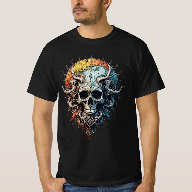 Ornate Cosmic Skull Gothic Baroque Mandala  T-Shirt (Front)