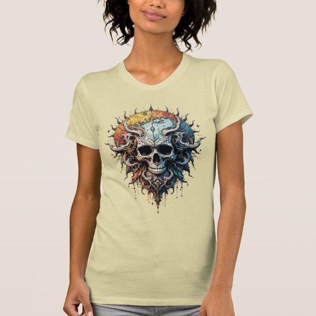 Ornate Cosmic Skull Gothic Baroque Mandala  T-Shirt (Front)