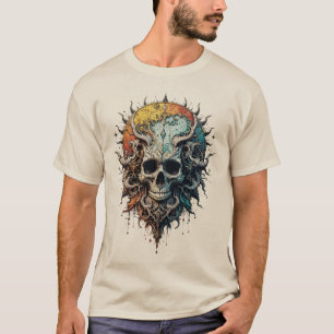Ornate Cosmic Skull Gothic Baroque Mandala T-Shirt