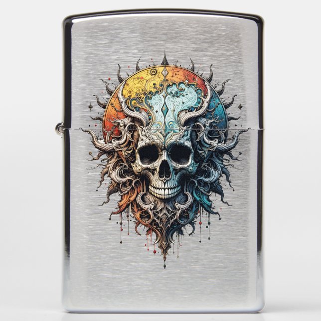 Ornate Cosmic Skull Gothic Baroque Mandala  Zippo Lighter (Front)