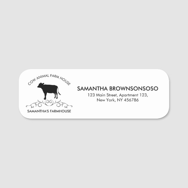Ornate Cow Silhouette | Country Farm Brand Design Name Tag