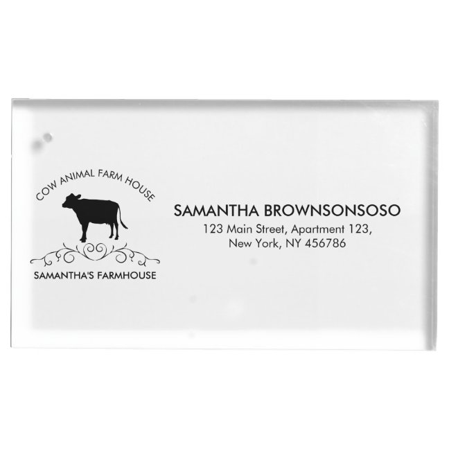 Ornate Cow Silhouette Place Card Holder
