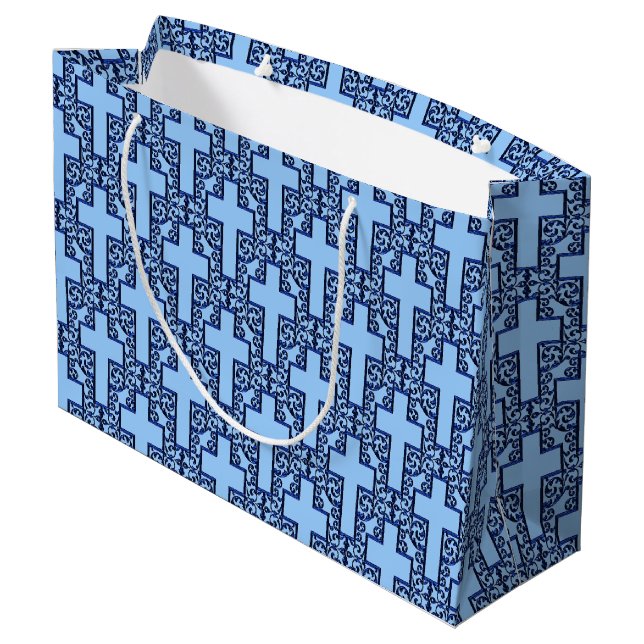 Ornate Cross-18-Blue-GIFT BAG L (Back Angled)