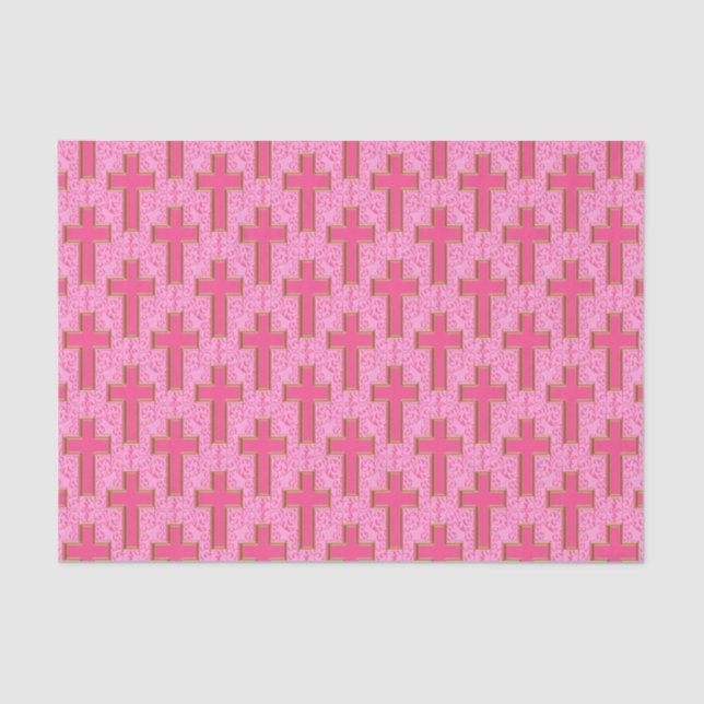 Ornate Cross 22 Pink-TISSUE WRAPPING PAPER (Front)