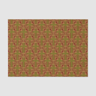Ornate Cross 23 Red-Gold-TISSUE WRAPPING PAPER